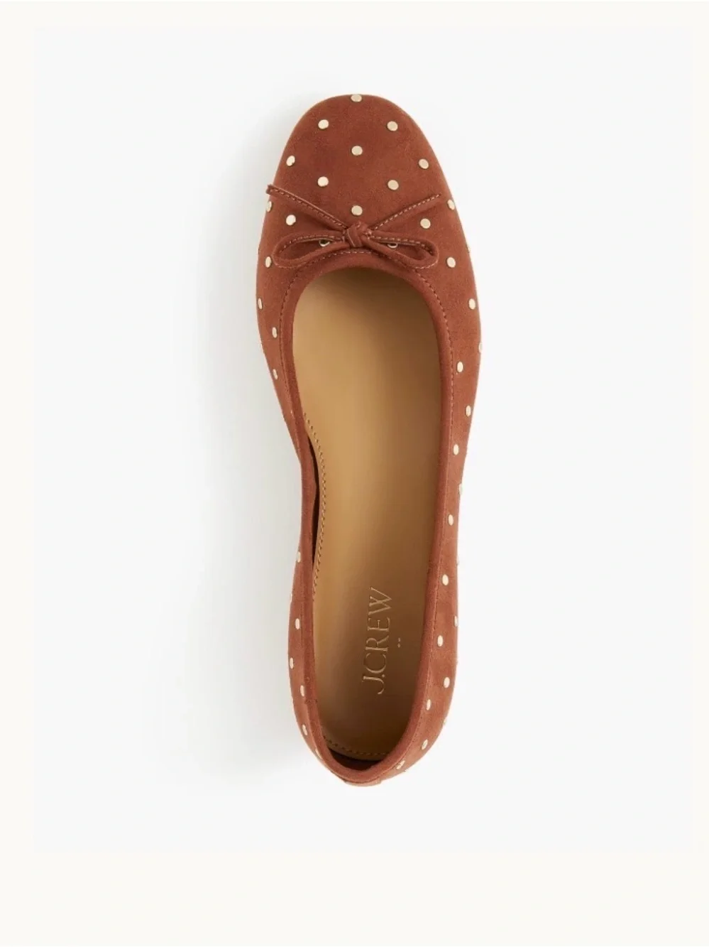 J.Crew Factory Studded Suede Ballet Flats Size 6 Rust Brown CL399 NWT